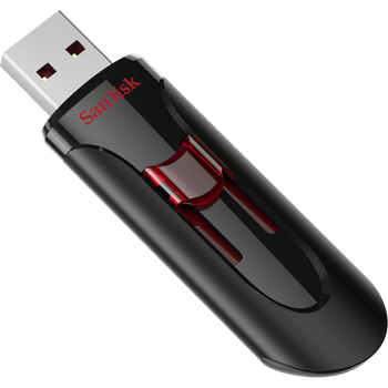 SanDisk Cruzer Glide 3.0 USB Flash Drive - Cz600 256GB - USB3.0 - Black With Red Slider - Retractable Design - 5Y Product Image 2