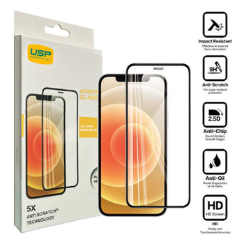 USP Apple iPhone 14 / iPhone 13 / iPhone 13 Pro Armor Glass Full Cover Screen Protector - (SPUAG136) - 5X Anti Scratch Technology - Perfectly Fit Curves Main Product Image