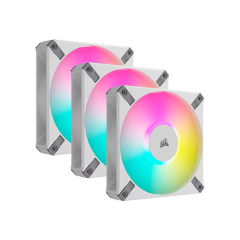 Corsair iCUE AF120 RGB ELITE 120mm PWM White Fan - Three Pack with Lighting Node Main Product Image