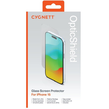 Cygnett OpticShield Apple iPhone 15 (6.1in) Japanese Tempered Glass Screen Protector - (CY4599CPTGL) - Superior Impact Absorption - Scratch Protection Product Image 2