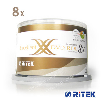 Product image for Ritek Ridata DVD+R Double Layer 8x Whitetop Printable 50pcs | AusPCMarket Australia