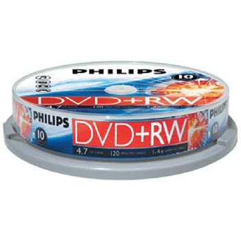 Product image for PHILIPS DVD+RW Rewritable 4.7GB 4X (Tub of 10pcs) | AusPCMarket Australia