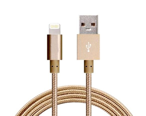 Product image for 1m USB Lightning Data Sync Charger Gold Color Cable for iPhone 5/6 | AusPCMarket Australia