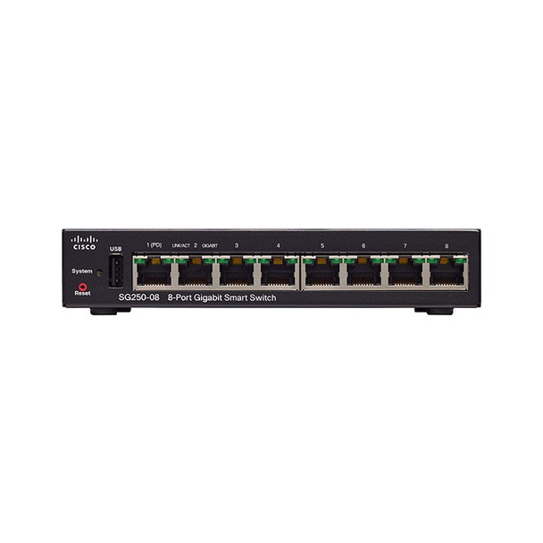 Cisco SG250-08 8-Port Gigabit Smart Switch Main Product Image