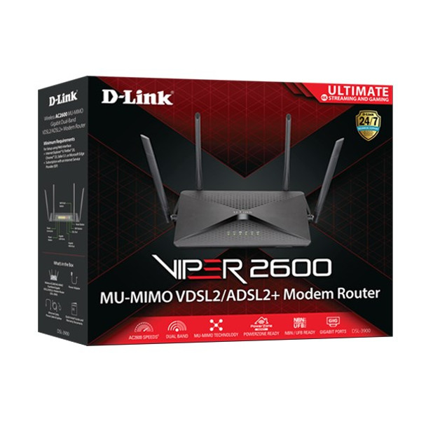 D-Link DSL-3900 Viper 2600 Dual-Band VDSL2/ADSL2+ Gaming Modem Router Product Image 2