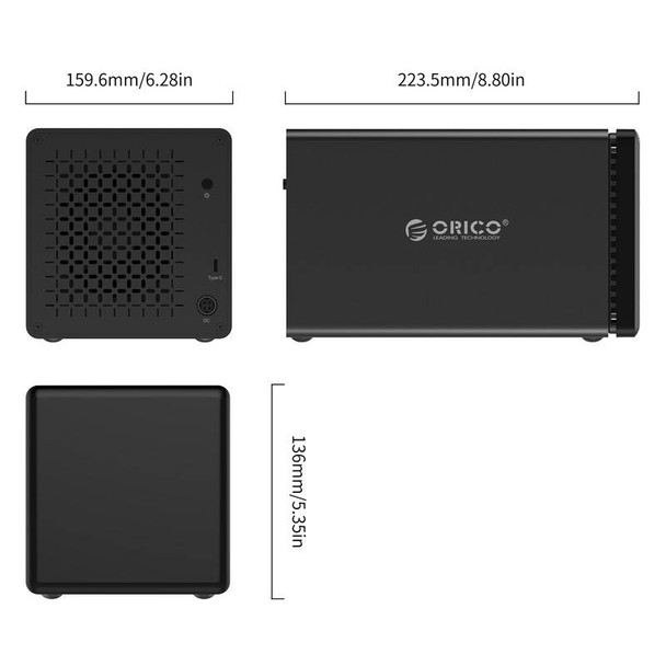 Orico 4 Bay USB Type-C Hard Drive Enclosure with Raid - Black Product Image 3