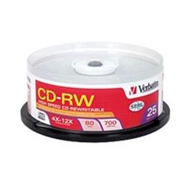 Image for Verbatim 12x High Speed CD-RW 700MB Disc 25 Pack Spindl AusPCMarket