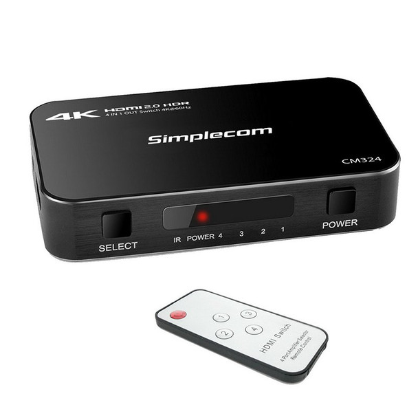 Image for Simplecom CM324 4 Port 4K HDMI 2.0 Switch with IR Remote AusPCMarket