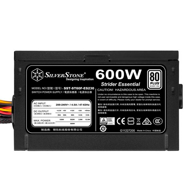 SilverStone Strider Essential ST60F-ES230 600W 80 Plus Power Supply Product Image 3