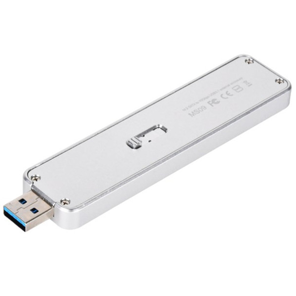 SilverStone MS09 M.2 SATA External SSD Enclosure with USB 3.1 Gen 2 - Silver Product Image 3
