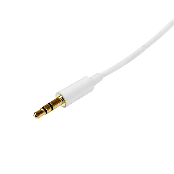 StarTech 1m White Slim 3.5mm Stereo Audio Cable - Male to Male Product Image 2