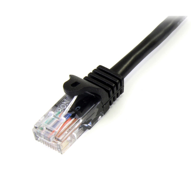 StarTech 0.5m Black Cat5e Ethernet Patch Cable - Snagless Product Image 2