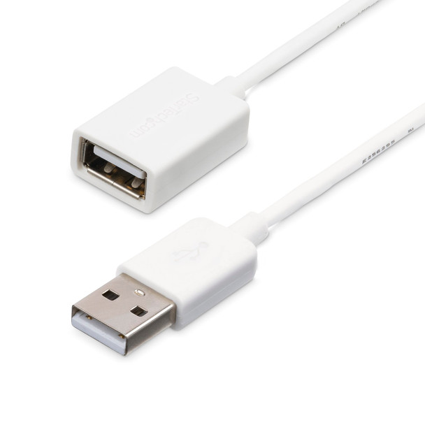 StarTech 2m USB Male to Female Cable - White USB Extension Main Product Image