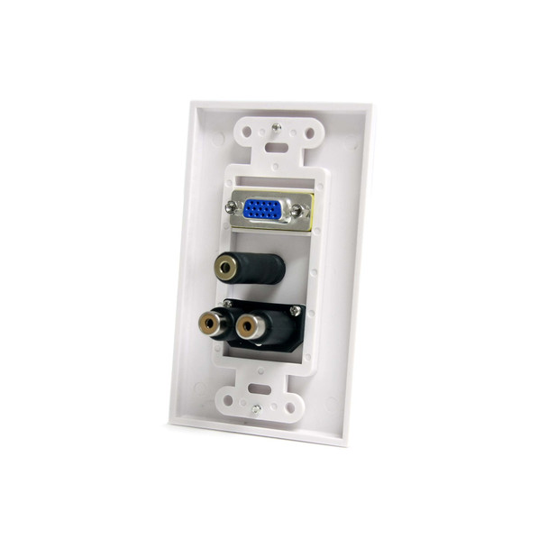 StarTech 15-Pin Female VGA Wall Plate with 3.5mm and RCA - White Product Image 2