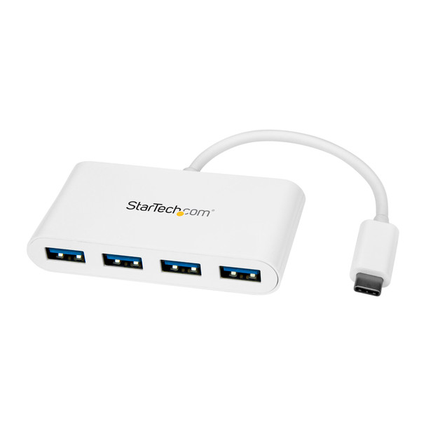 StarTech 4 Port USB C Hub - USB-C to A - USB 3.0 - Bus Power - White Main Product Image
