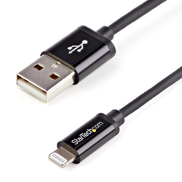 StarTech 2m 6ft Long Black Apple Lightning to USB Cable Main Product Image