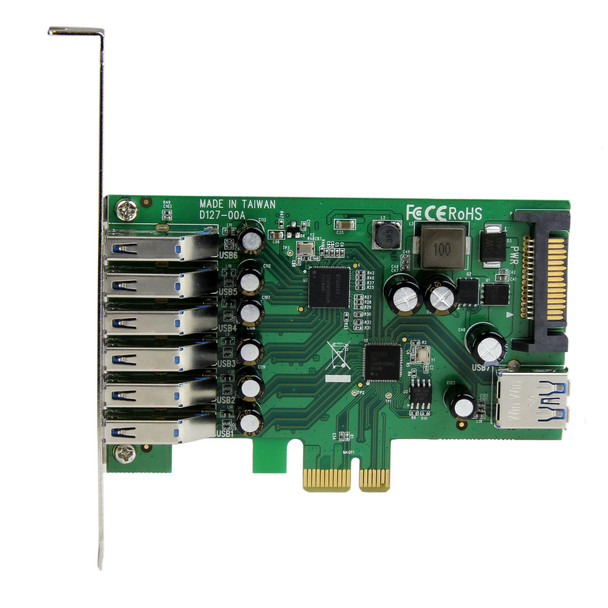 StarTech 7 Pt PCIe USB 3.0 Adapter Card - SATA Power - UASP Support Product Image 2