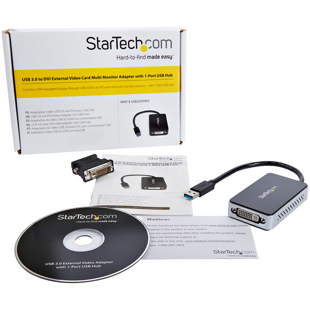 StarTech USB 3 to DVI External Graphics Adapter with 1-Port USB Hub Product Image 5