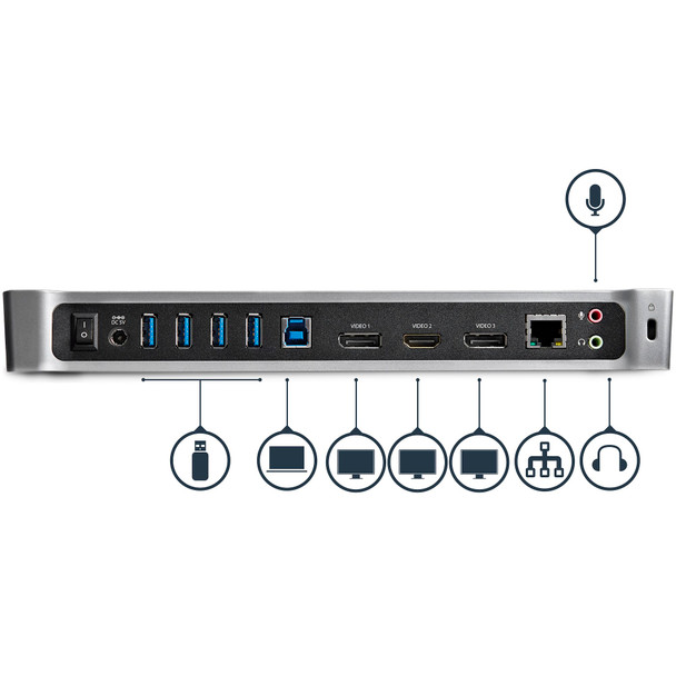 StarTech Universal Triple-Video USB 3.0 Laptop Docking Station w/ 4K Product Image 5