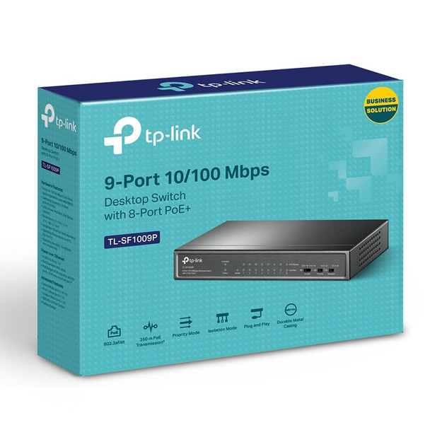 TP-Link TL-SF1009P 9-Port 10/100Mbps Unmanaged Desktop Switch with 8-Port PoE+ Product Image 4