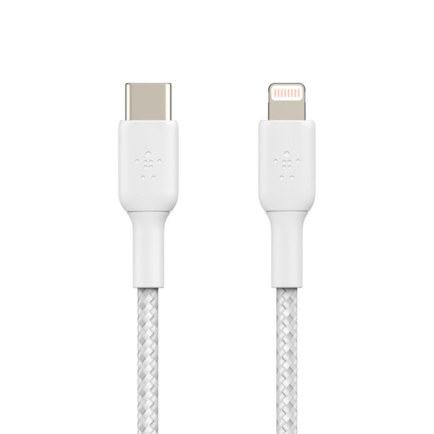 Belkin BOOSTCHARGE USB-C to Lightning Braided Cable - For Apple devices - White Main Product Image