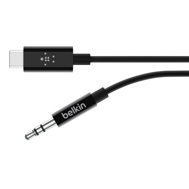 Belkin RockStar 3.5mm Audio Cable with USB-C Connector  0.9m - Universally compatible - Black Product Image 2