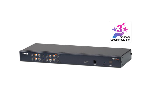 Aten 1-Console High Density Cat 5 KVM 16 Port with Daisy-Chain Port - supports 1920x1200 up to 30m on supported adapters - KVM Adapters not included Main Product Image