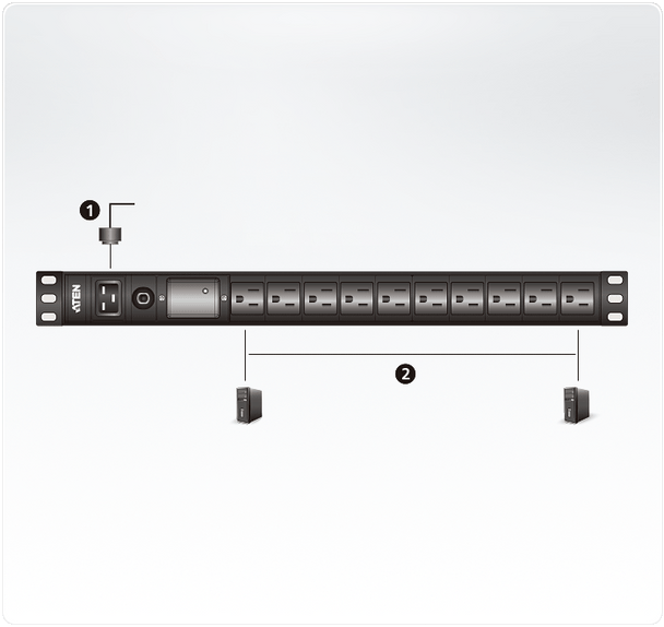 Aten 10 Port 1U Basic PDU with Surge Protection - supports 10A with 10 IEC C13 outputs Product Image 4