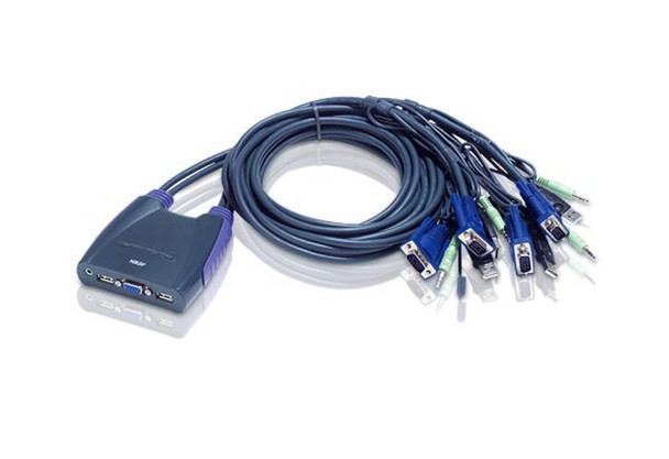 Aten 4 Port USB VGA Cable KVM Switch with audio - 1.8M Cable - Video DynaSync - mouse and keyboard emulation Main Product Image