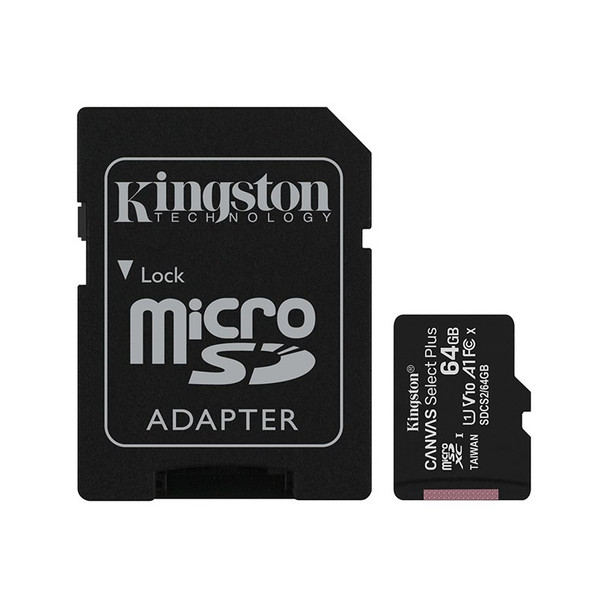 Kingston 64GB Canvas Select Plus Class 10 UHS-I microSD Memory Card - 100MB/s Main Product Image