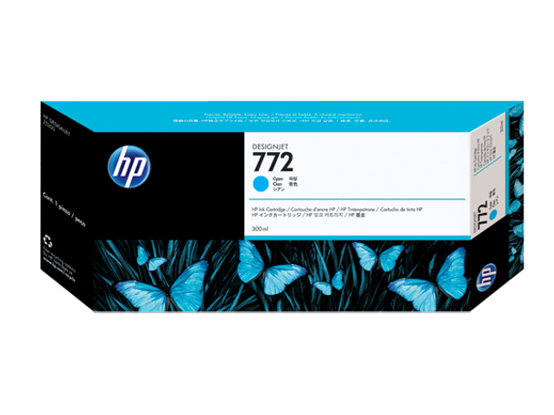 Product image for HP 772 300-Ml Cyan DesignJet Ink Cartridge - Z5200 / Z5400