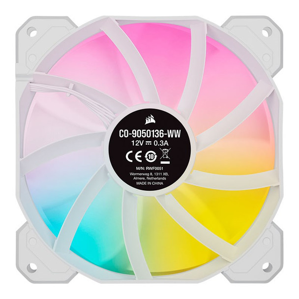 Corsair iCUE SP120 RGB ELITE White 120mm PWM Fan - 3 Pack + Lighting Node CORE Product Image 4