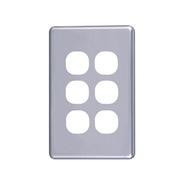 4Cabling Classic 6 Gang Switch Cover  - Silver Main Product Image