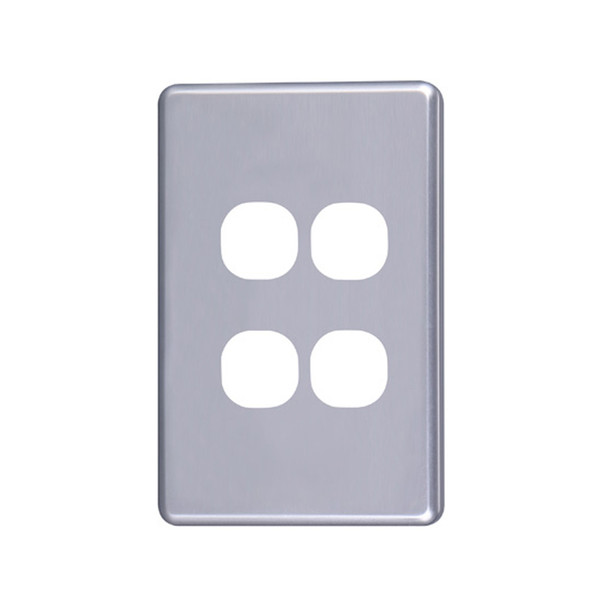 4Cabling Classic 4 Gang Switch Cover  - Silver Main Product Image