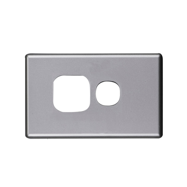 4Cabling Elegant Single GPO Aluminium Plate - Horizontal - Silver Matte Main Product Image