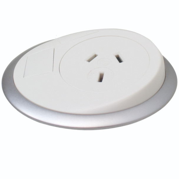 OE ELSafe Pixel 1 x GPO with 2000mm Lead and 10A Three Pin Plug - White/Silver Main Product Image