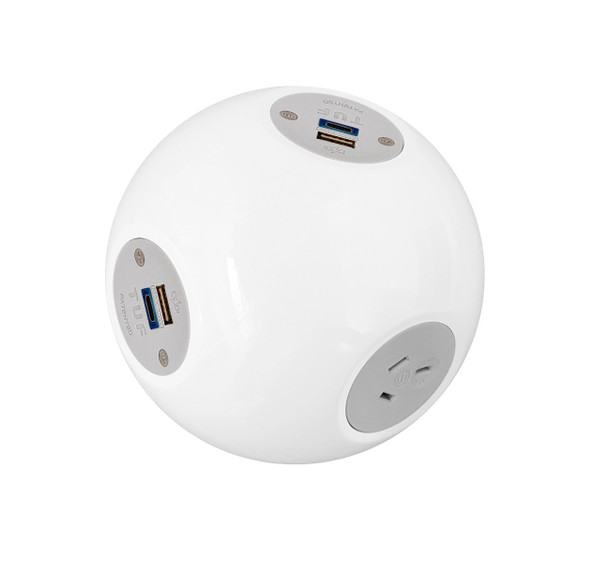 OE ELSafe Pluto 1 x GPO / 2 x 5A TUF with 2000mm Lead with 10A Three Pin Plug - White/Silver Main Product Image