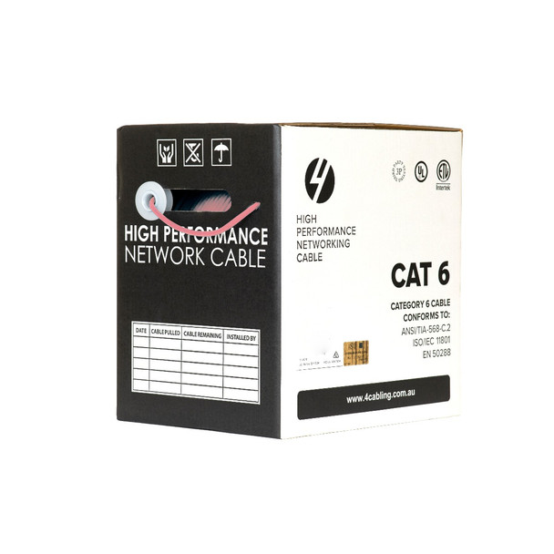 4Cabling CAT6 Ethernet 305m Cable Reel Box. UTP LAN Cable with Solid Conductor. Pink Main Product Image