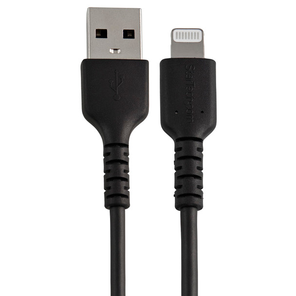 StarTech 6 inch (15cm) Durable Black USB-A to Lightning Cable  Product Image 2