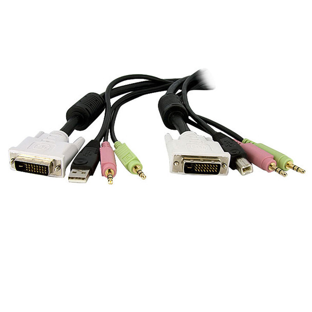 StarTech 10ft 4-in-1 USB Dual Link DVI-D KVM Switch Cable w/ Audio & Microphone Main Product Image