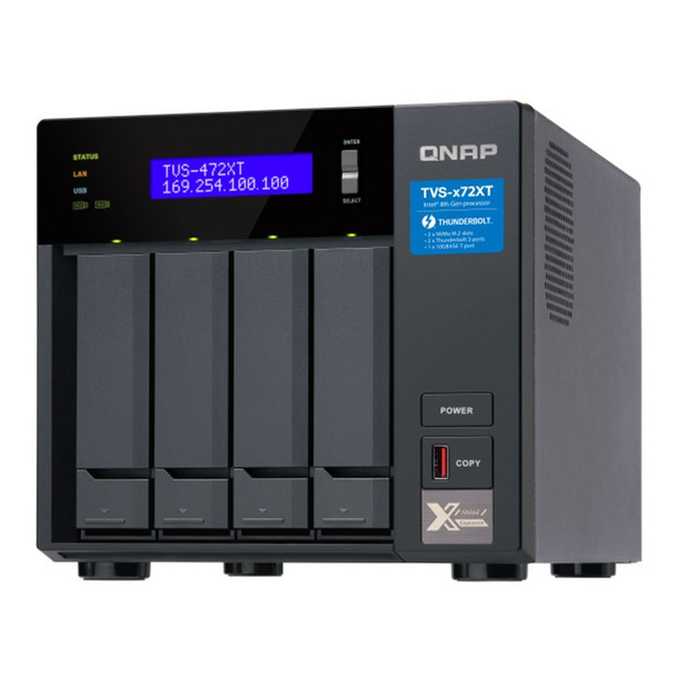 QNAP TVS-472XT-I3-4G 4 Bay Diskless NAS Core i3-8100T 4 Core 3.1GHz 4GB Product Image 3