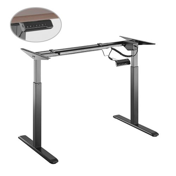 Brateck 2-Stage Single Motor Electric Sit-Stand Desk Frame with button Control Panel-Black Colour (FRAME ONLY); Requires TP18075 for the Board Main Product Image