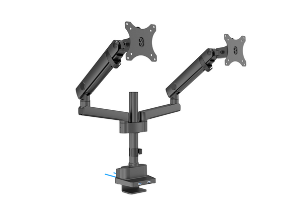 Brateck Dual Monitor Aluminium Slim Pole-Mounted Spring-Assisted Monitor Arm With USB Fit Most 17in-32in Monitors Up to 8kg per screen 75x75/100x100 Product Image 2
