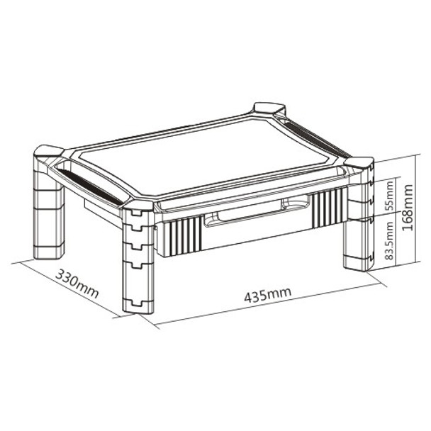 Brateck Height-Adjustable Modular Multi Purpose Smart Stand XL with Drawer (435x330x168mm) for most 13in-32in Weight Capacity 10kg Product Image 3