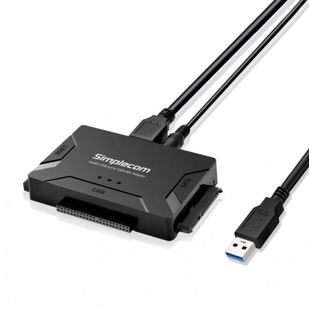 Simplecom SA492 USB 3.0 to 2.5in, 3.5in, 5.25in SATA IDE Adapter with Power Supply Main Product Image