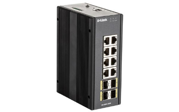 D-Link 12-Port Gigabit Industrial Managed Switch with 8 1000BASE-T ports and 4 SFP ports Main Product Image