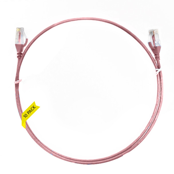 4Cabling 1m Cat 6 Ultra Thin LSZH Pack of 10 Ethernet Network Cable - Pink Main Product Image