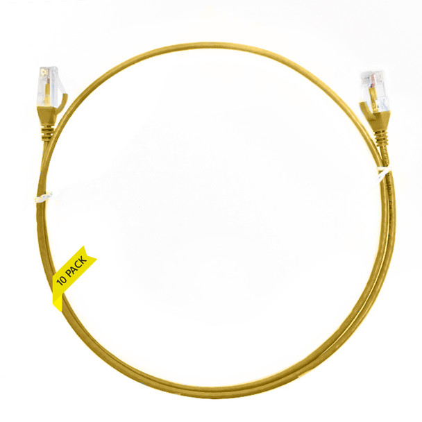 4Cabling 0.75m Cat 6 Ultra Thin LSZH Pack of 10 Ethernet Network Cable - Yellow Main Product Image