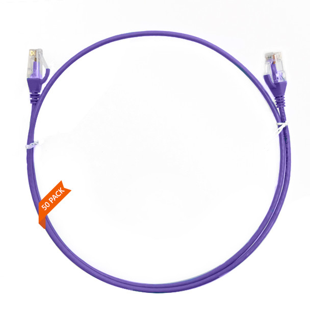 4Cabling 0.25m Cat 6 Ultra Thin LSZH Pack of 50 Ethernet Network Cable - Purple Main Product Image