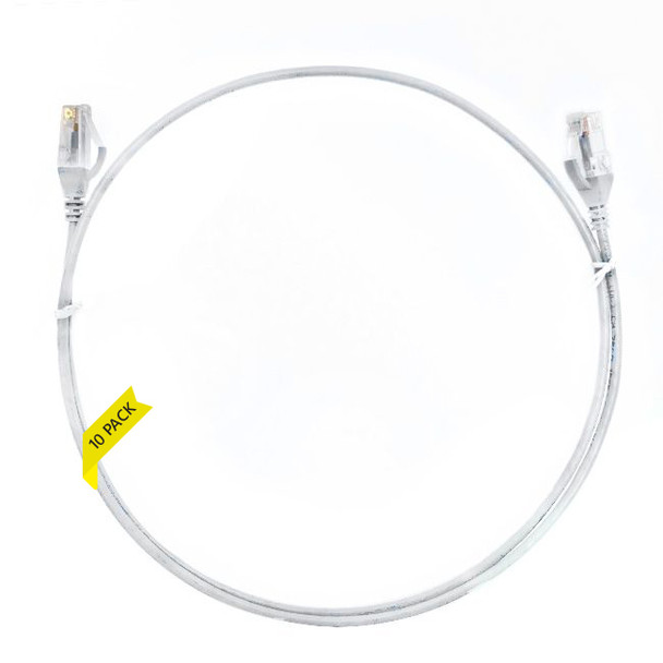 4Cabling 0.15m Cat 6 Ultra Thin LSZH Pack of 10 Ethernet Network Cable - White Main Product Image